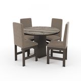 Conjunto Mesa Pop Redonda Tampo De Mdf Cabernet Com 4 Cadeiras Turquesa Veludo Castor