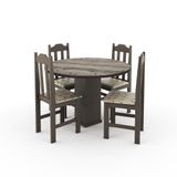 Conjunto Mesa Pop Redonda Tampo De Mdf Cabernet Com 4 Cadeiras Pop Floral Bege