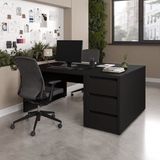 Conjunto Home Office 4 Peças 2 Mesas 120cm 2 Gaveteiros Ficus Cabecasa Madeiramadeira Preto