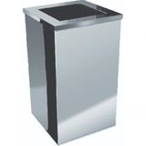 Lixeira Quadrada Em Aço Inox Com Tampa Aro Aberta 50l Prateado