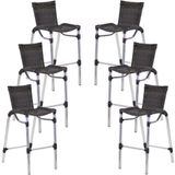 Kit 6 Banquetas Alumínio Fortaleza Alta Para Balcão Cozinha Bar Trama Original Pedra Ferro