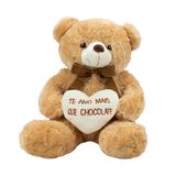 Urso Sentado Te Amo Mais Que Chocolate 39cm - Pelúcia