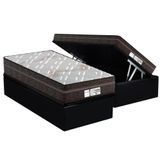 Cama Box Baú Solteiro: Colchão Molas Ensacadas Probel Prodormir Evolution + Base Crc Suede Black