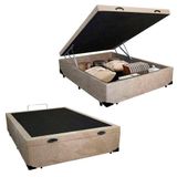 Cama Box Baú Casal Suede Sereneprime Bege 138x188x44