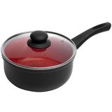 Panela Revestimento Antiaderente Cerâmica De Indução Preto E Vermelho 18cm - Lyor