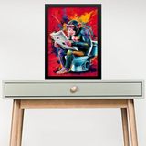 Quadro Divertido Banheiro Pop Arte - Macaco 33x24cm