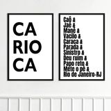 Kit 2 Quadros Rio De Janeiro - Gírias 33x24cm - Com Vidro