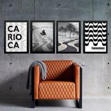 Kit 4 Quadros Rio De Janeiro - Copacabana 45x34cm - Vidro