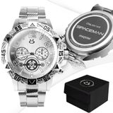 Relogio Prata Caixa Personalizado Aço Inox Masculino