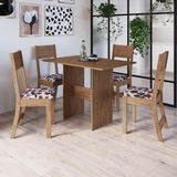 Conjunto Sala De Jantar Fidelitá Siena Com 4 Cadeiras Noce Assento Floral