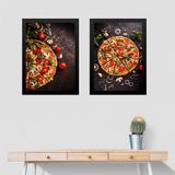 Kit 2 Quadros Fotografias De Pizzas 45x34cm - Com Vidro