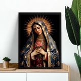 Quadro Nossa Senhora Com Rosa 33x24cm - Com Vidro