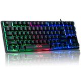 Teclado Para Jogos Chonchow Rgb Retroiluminado Usb Compacto De 87 Teclas