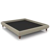 Cama Queen Base Box 158x198cm Pés Madeira Cold P02 Veludo Bege - Mpozenato