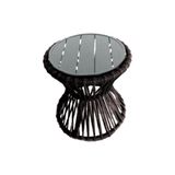 Mesa De Centro Sol Em Corda Náutica E Base Em Alumínio Cinza 70cm Marrom - Cor: Marrom