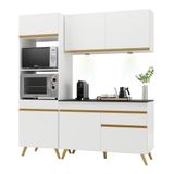 Armário De Cozinha Compacta 182cm Com Leds Veneza Up Multimóveis V2019 Branco/dourado Branco/dourado