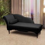 Chaise Longue Divã Copenhagen Veludo Preto 160 Speciale Home Preto Veludo