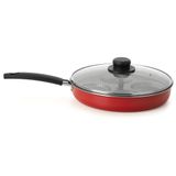 Frigideira 4 Ovos Poché Com Tampa Gourmet Vermelho 26 Cm Em Alumínio