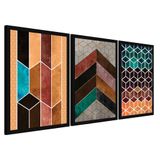 Quadros Chevron Com Moldura Premium 30x45 Kit 3 Peças Titulos 115-ppf