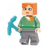 Boneco Minifigure Blocos De Montar Alex Minecraft