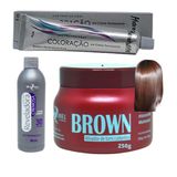 Kit Tinta Coloração Profissional 1 Tinta 1 Ox 1 Matizador 250g