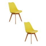 Kit 2 Cadeiras Para Sala De Jantar Saarinen Wood Espresso Móveis Amarelo