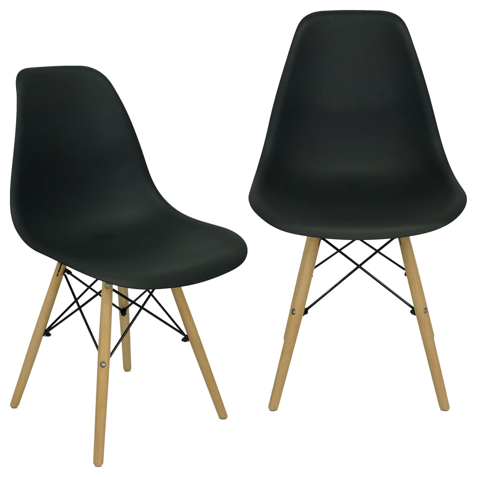 Kit 2 Cadeiras Charles Eames Eiffel Wood Design