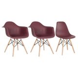 Kit 2 Cadeiras Eames Daw Com Braços + 1 Cadeiras Eiffel Dsw Marrom