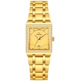 Relógio De Pulso Feminino Casual Com Strass Em Aço Inoxidavel Impermeavel Dourado