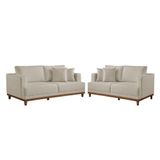 Conjunto Sofás 2 E 3 Lugares Fixo Linho M-175 Martins Creme