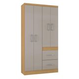 Guarda-Roupa Solteiro Milão 4 Portas Damasco Off White - Poquema