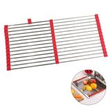 Escorredor Esteira Cozinha Louça Pia Cuba Extensivo Inox Silicone Compacto Flexivel Multiuso Pratico