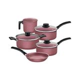 Jogo De Panelas 5 Peças Turim Cores Antiaderente Tramontina Cor:rosa Rosa