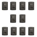 Conjunto De 10 Interruptores De 1 Tecla Simples E Tomada 2p+t 20a , Modular, Com Placa 4x2 E Suporte Preto