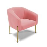 Poltrona Pé De Ferro Dourado Sala De Estar Stella Suede D03 - D&#39;rossi Cor Rose