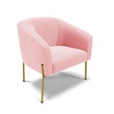 Poltrona Pé De Ferro Dourado Sala De Estar Stella Suede Rosa Bebê D03 - D&#39;rossi