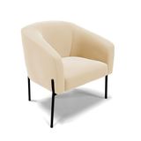 Poltrona Pé De Ferro Preto Sala De Estar Stella Suede D03 - D&#39;rossi Cor Bege