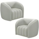 Kit 2 Poltronas Decorativa Para Sala Lazio M03 Veludo Creme - Lyam Decor