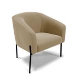 Poltrona Pé De Ferro Preto Sala De Estar Stella Suede D03 - D&#39;rossi Cor Marrom Rato