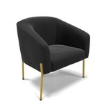 Poltrona Pé De Ferro Dourado Sala De Estar Stella Suede Preto D03 - D&#39;rossi