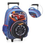 Mochila Carrinho Infantil Mattel Azul Hotwheels Luxcel