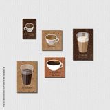 Tipos De Café Quadro Com 5 Peças 6mm Placa Soft Touch