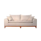 Sofá Lotus 210cm Em Madeira Com Pillow E Almofada Due Decor Bege