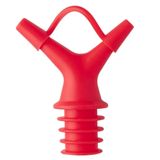 Bico Dosador Duplo Para Garrafas Azeite Vinagre Em Silicone Vermelho