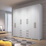 Guarda-roupa Master Branco 8 Portas 6 Gavetas Cabideiro E Pés