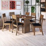 Conjunto Sala De Jantar Fidelitá Siena Com 6 Cadeiras Noce Assento Preto