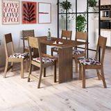Conjunto Sala De Jantar Fidelitá Siena Com 6 Cadeiras Noce Assento Floral