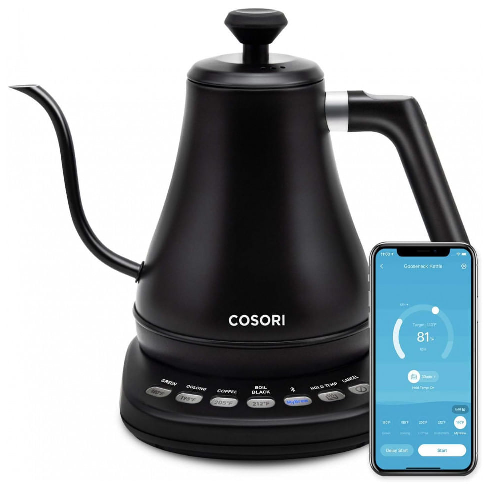 Chaleira Eletrica 0.8 L Com Desligamento Automatico, 110v, Cosori Electric Gooseneck Kettle, Preto