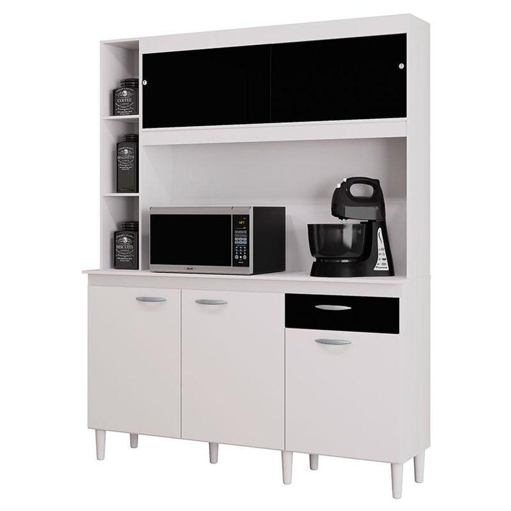 Cozinha Kit Duda 140 Cm Branco Preto - Poquema