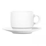Xicara De Cha Branca Com Pires Empilhavel 200 Ml - Porcelart